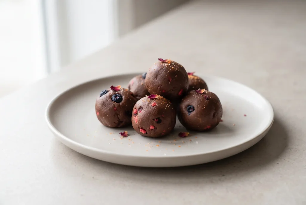 Chocolate Strawberry Bliss Bites with Peanut Butter