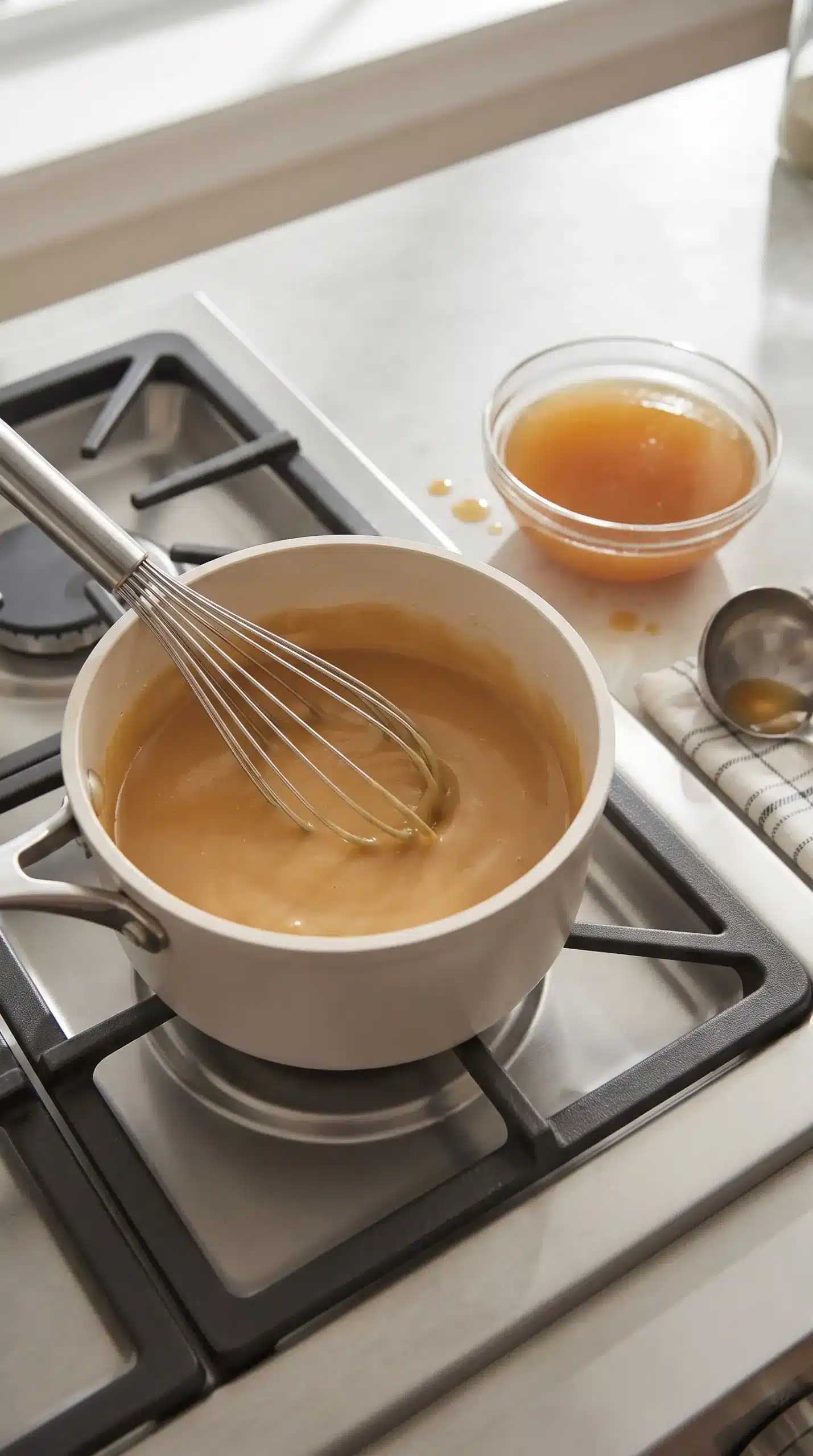 Butter and flour whisked into a roux for the creamy crab and shrimp bisque base