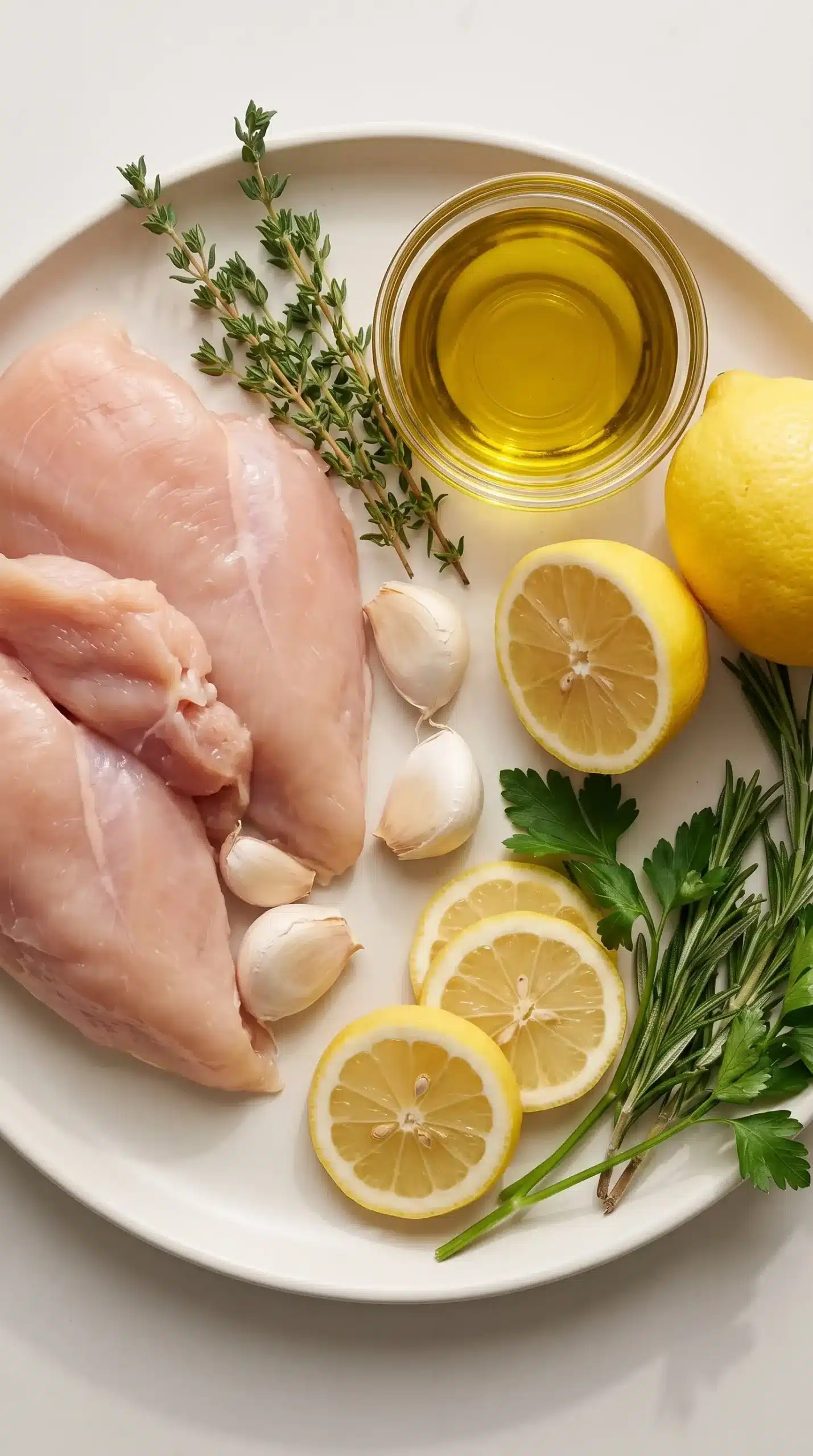 Chicken breast with garlic, lemon, herbs, olive oil, and fresh seasonings