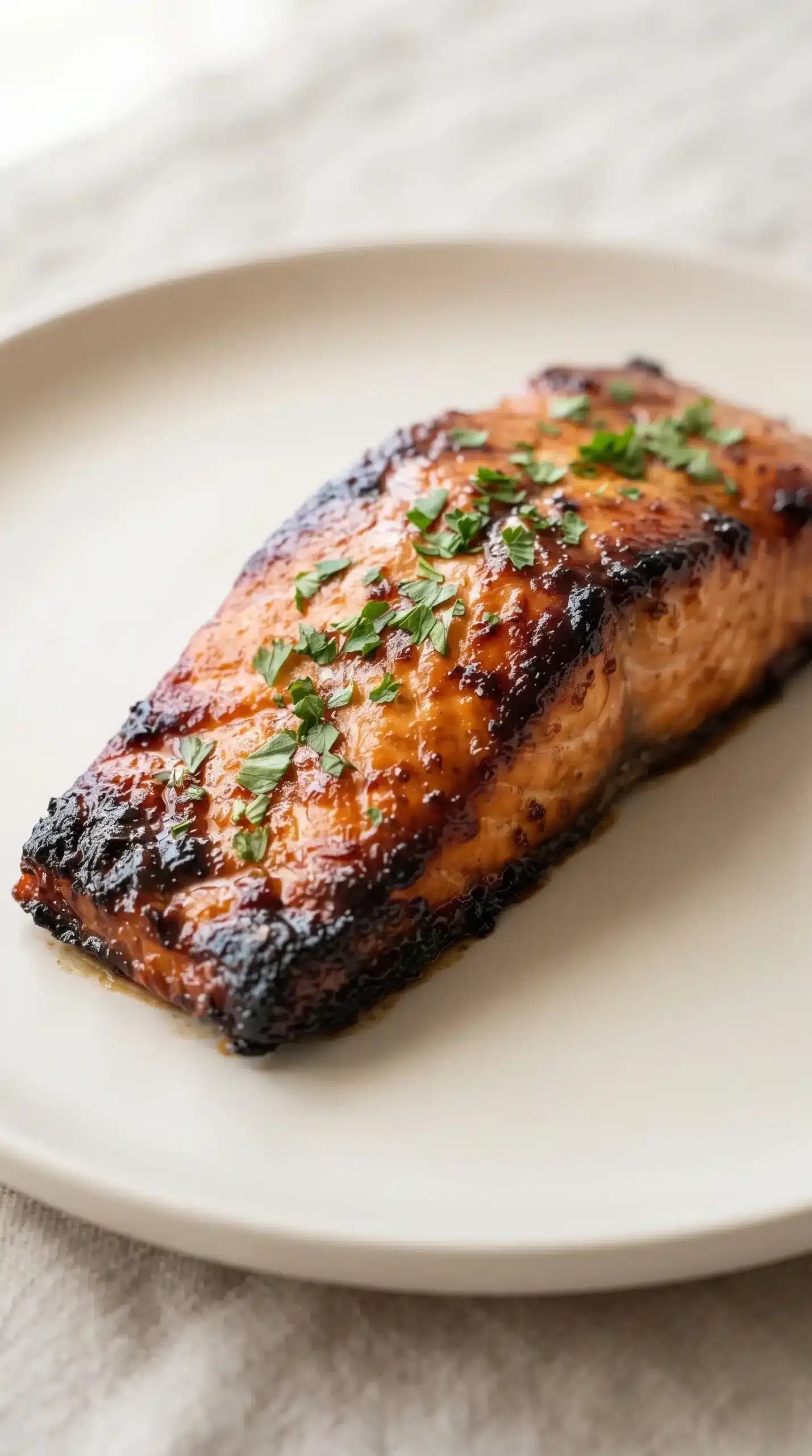 Glazed Texas Roadhouse salmon fillet showing flaky texture and caramelized edges