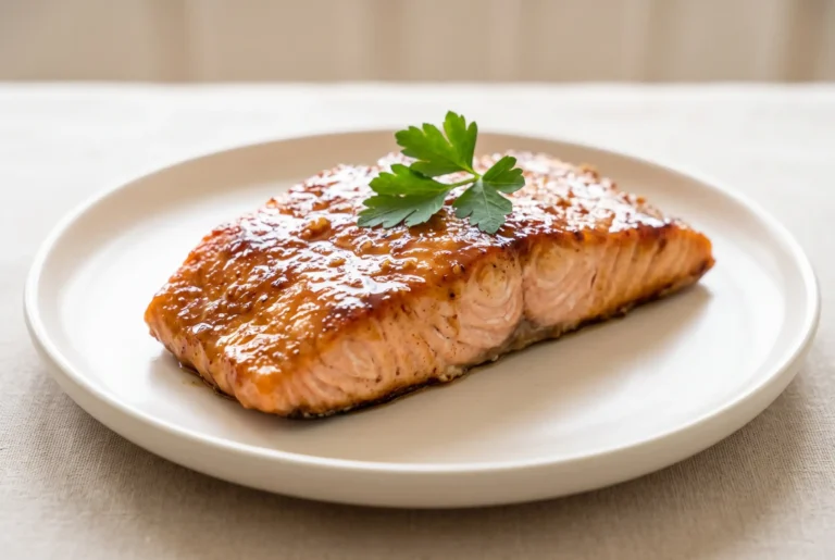 Texas Roadhouse salmon with brown sugar glaze on a plate