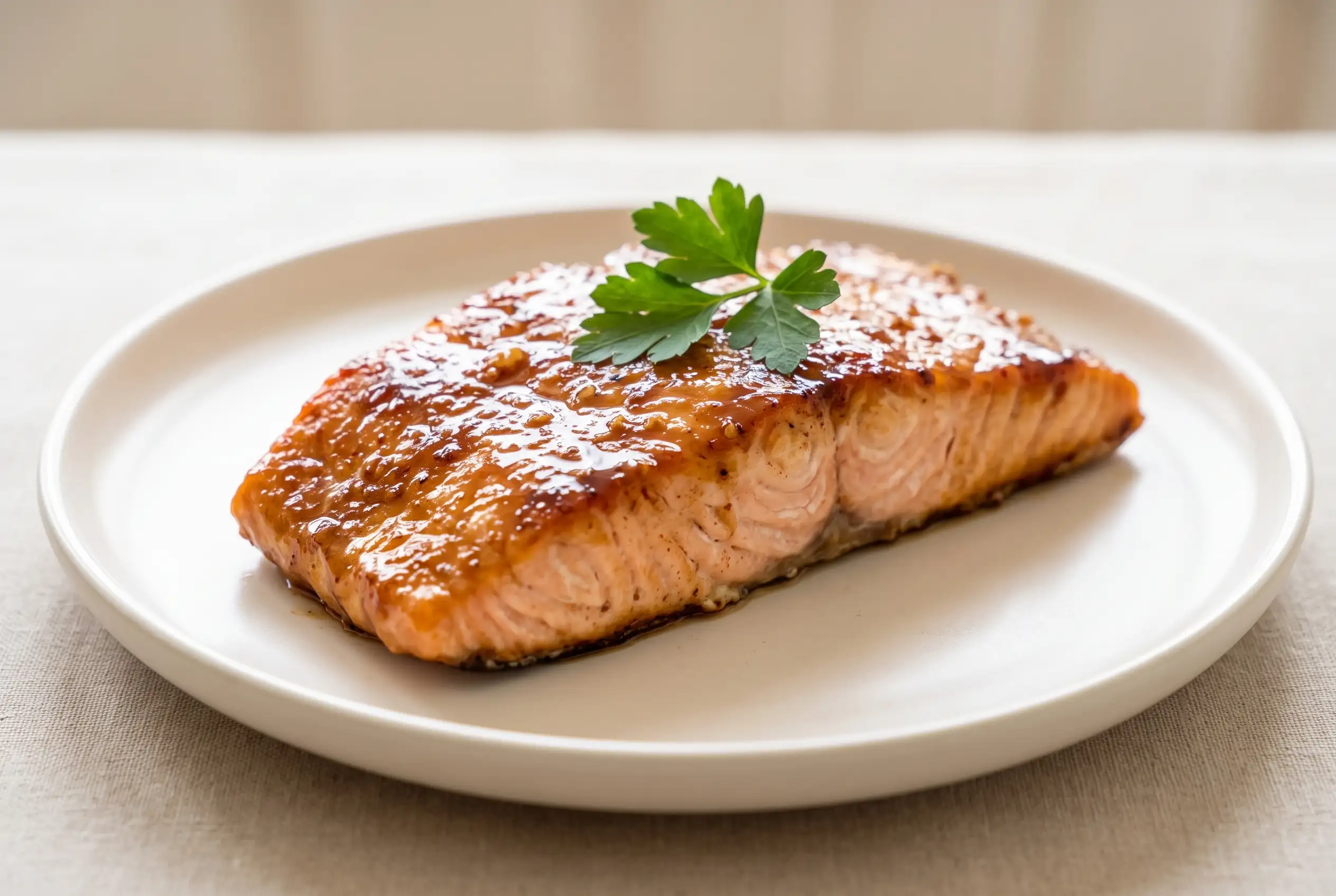 Texas Roadhouse salmon with brown sugar glaze on a plate